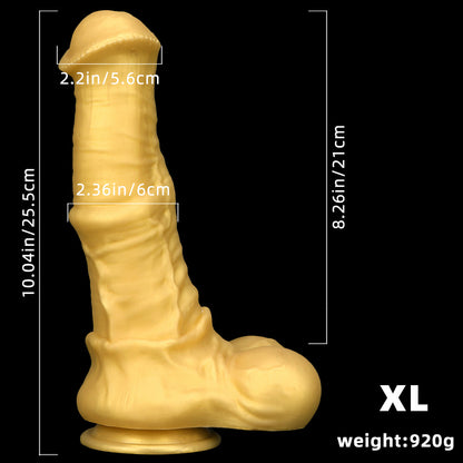 HORSE DILDO HUGE SILICONE 13 INCH GOLD