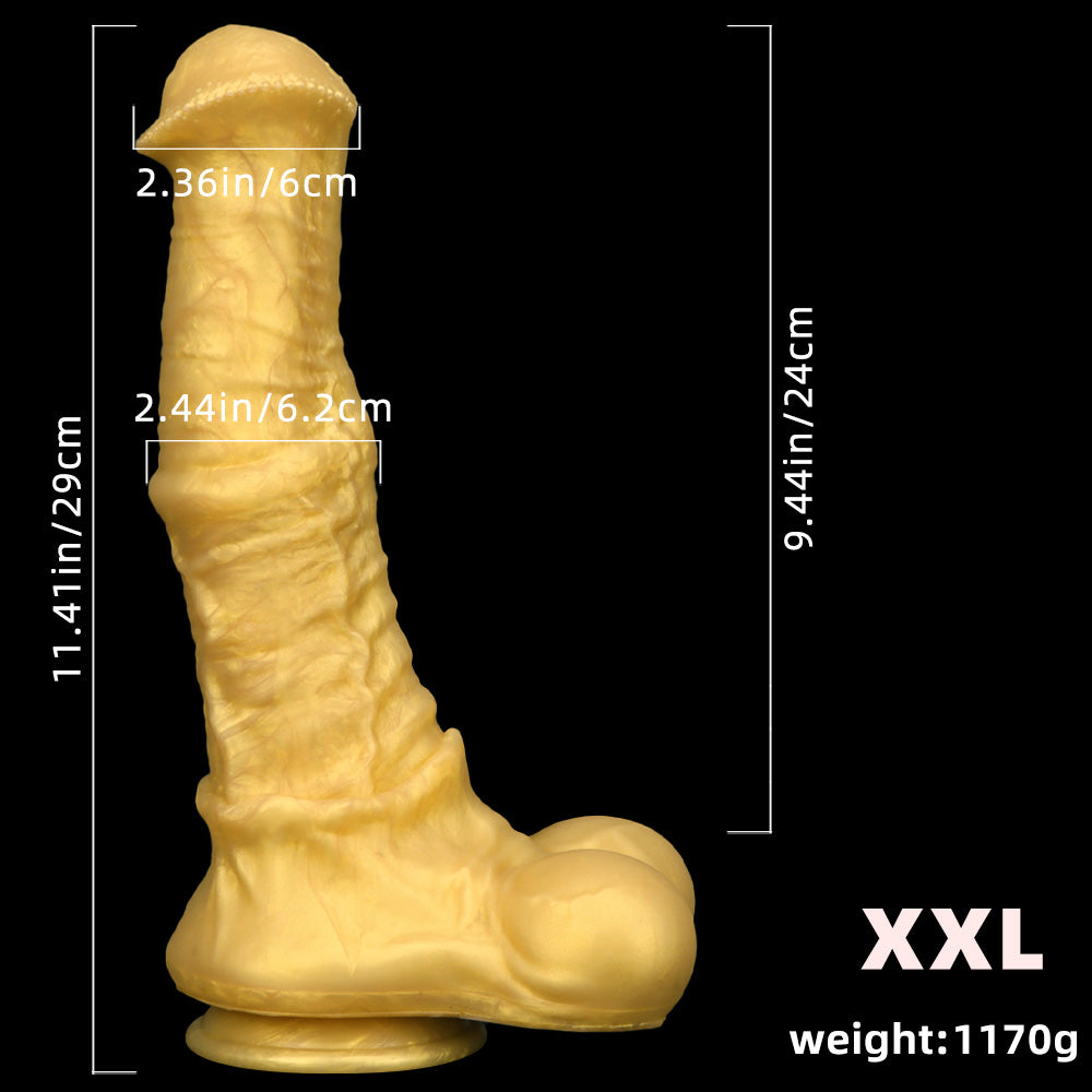 HORSE DILDO HUGE SILICONE 13 INCH GOLD