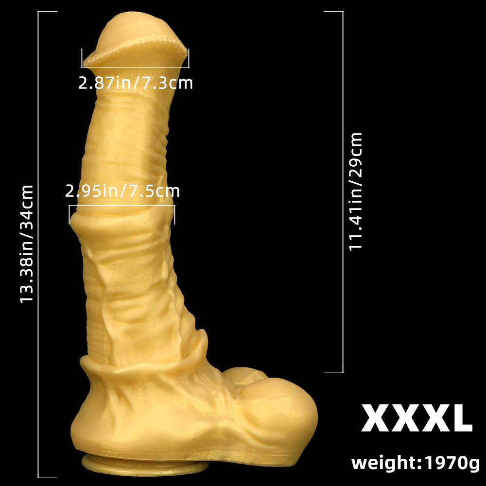 HORSE DILDO HUGE SILICONE 13 INCH GOLD