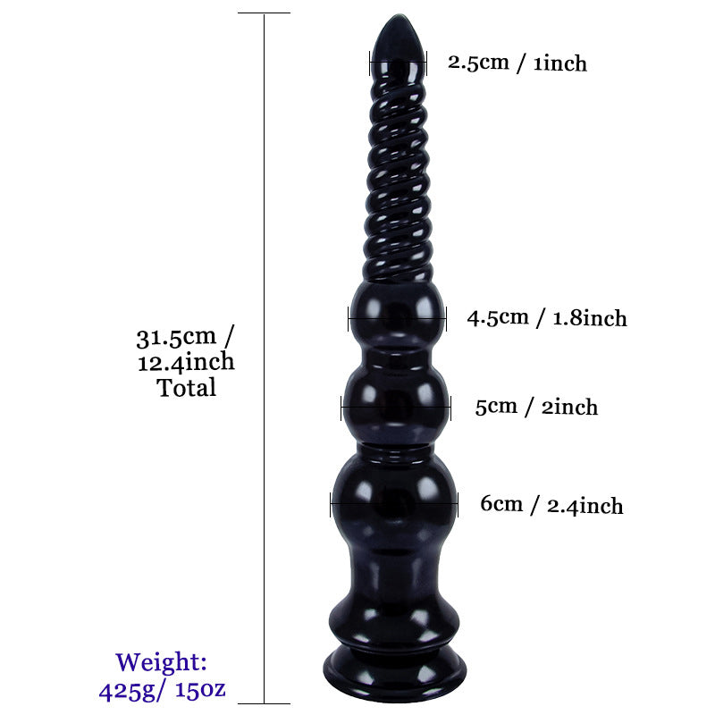 ANAL DILDO KNOTTED 12 INCH BLACK