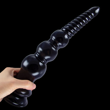 ANAL DILDO KNOTTED 12 INCH BLACK