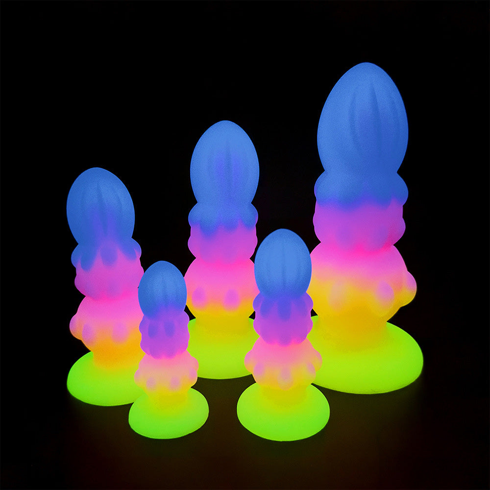 DILDO ANAL NOUÉ EN SILICONE 8 POUCES LUMINEUX