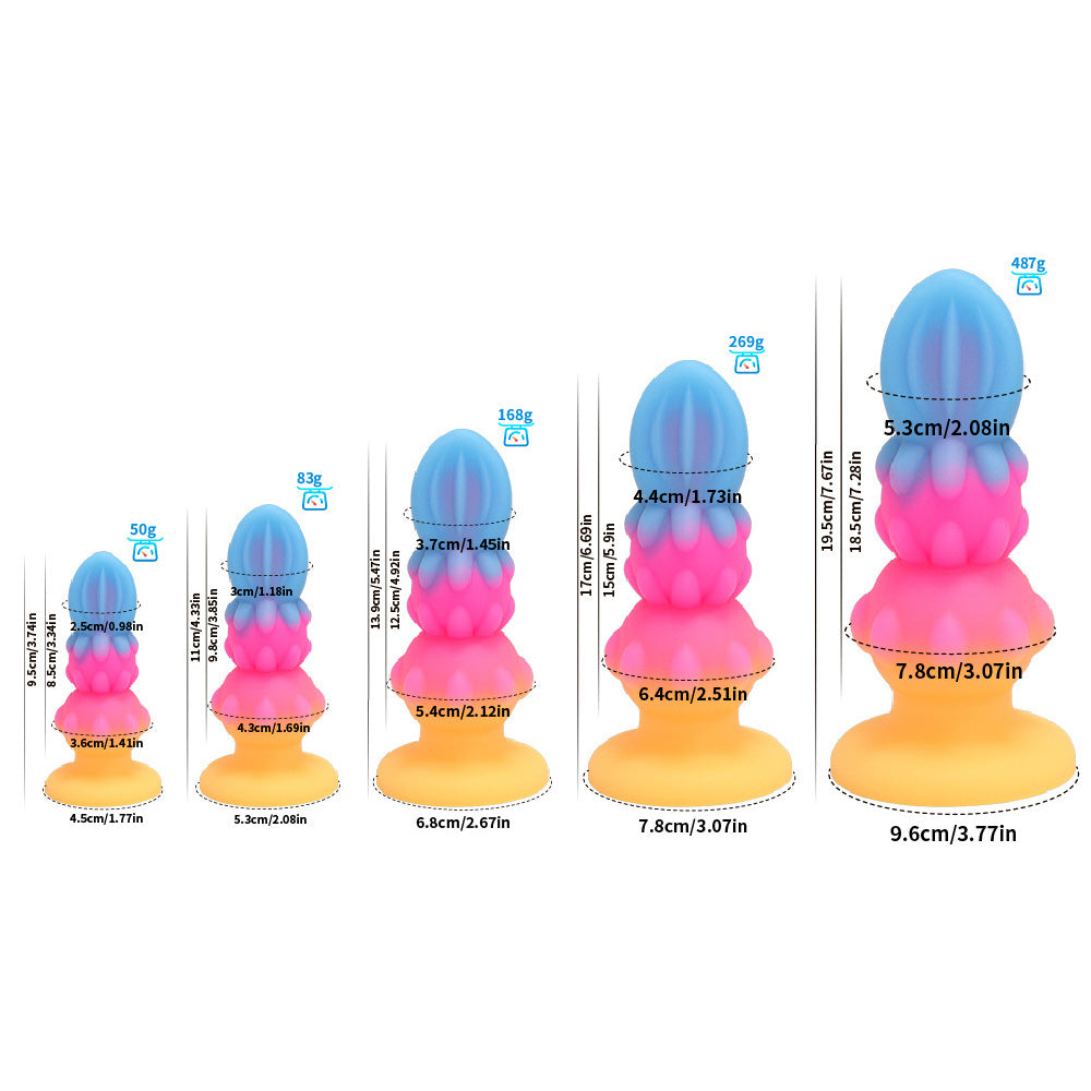 DILDO ANAL NOUÉ EN SILICONE 8 POUCES LUMINEUX