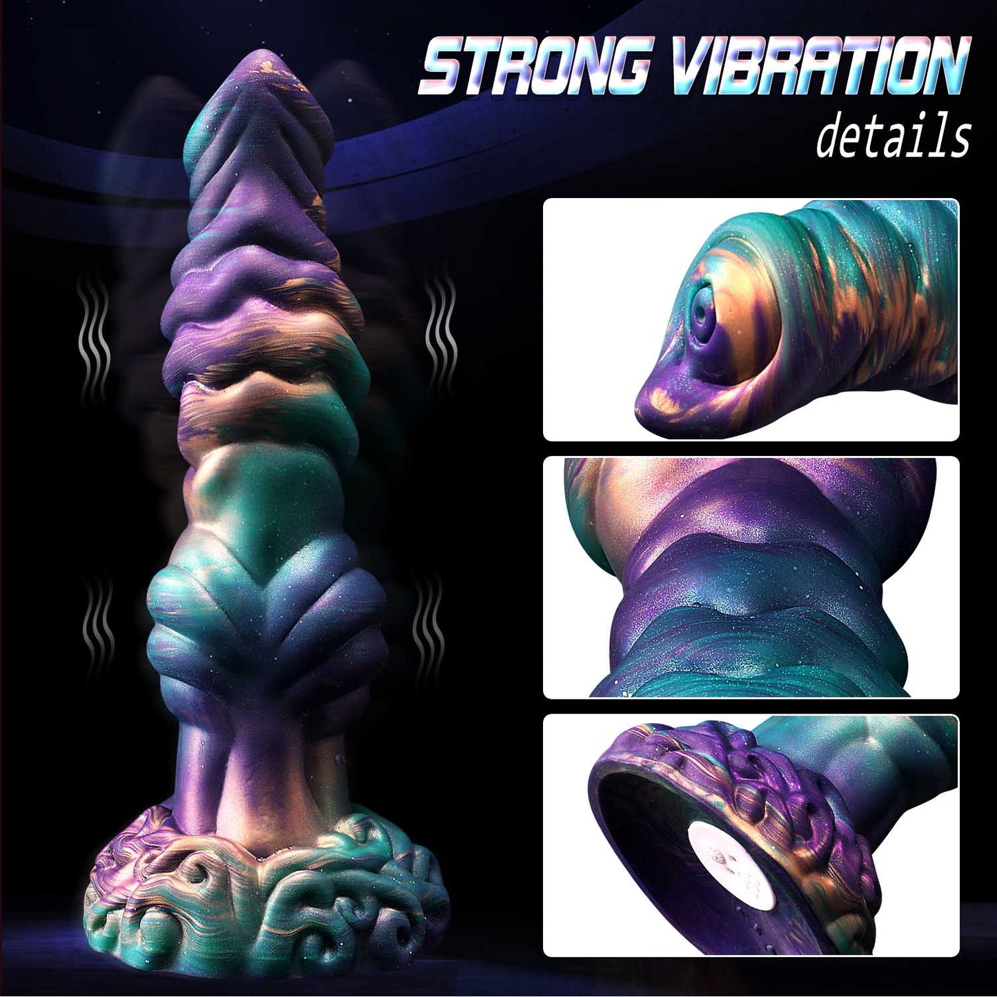 MONSTER DILDO VIBRATION SILICONE 10 INCH KNOTTED