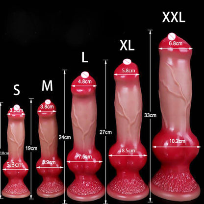 DOG KNOTTED DILDO SILICONE 9 INCH RED