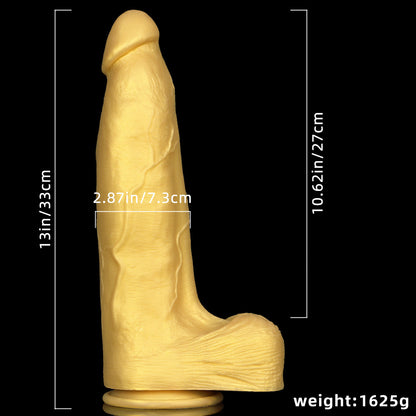 HUGE DILDO REALISTIC SILICONE 13 INCH GOLD