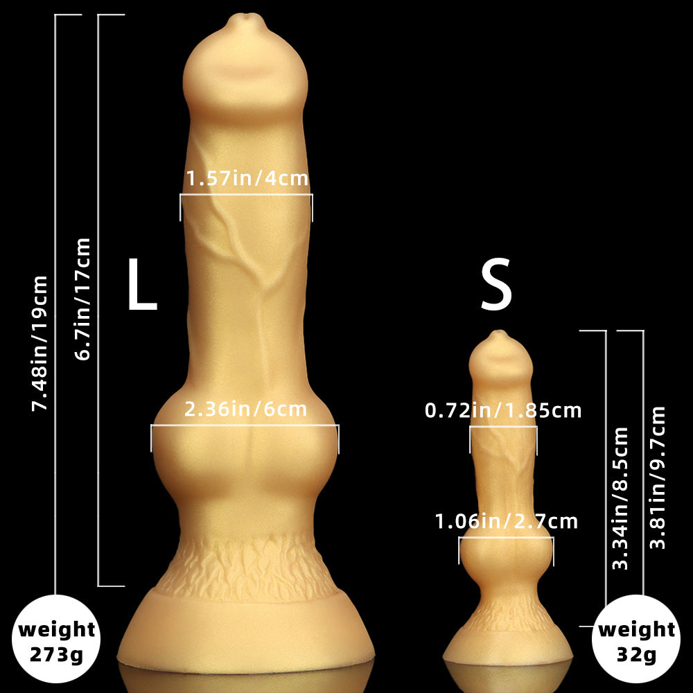 DILDO POUR CHIEN EN SILICONE 7 POUCES OR