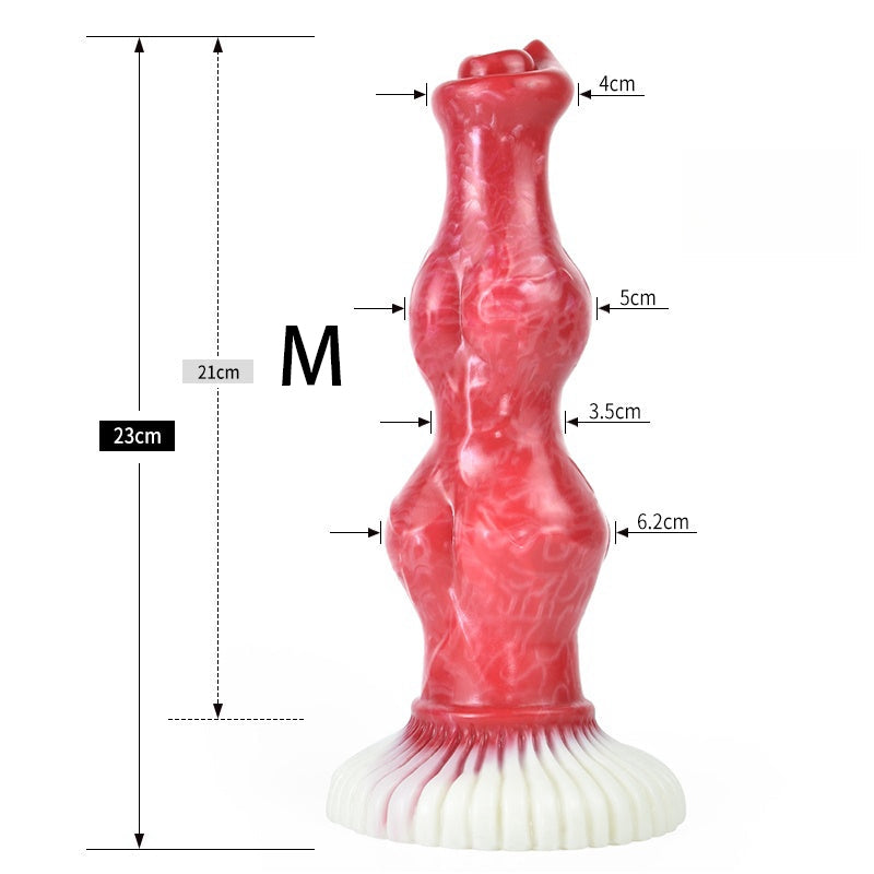 DOG DILDO KNOTTED FANTASY SILICONE 10 INCH PINK