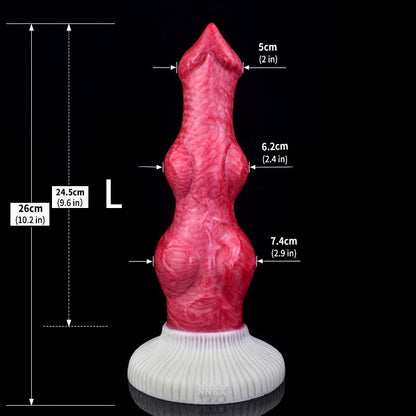 DOG DILDO KNOTTED FANTASY SILICONE 10 INCH PINK