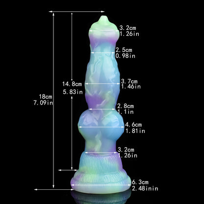 DOG DILDO KNOTTED SILICONE 7 INCH LOTUS COLOR