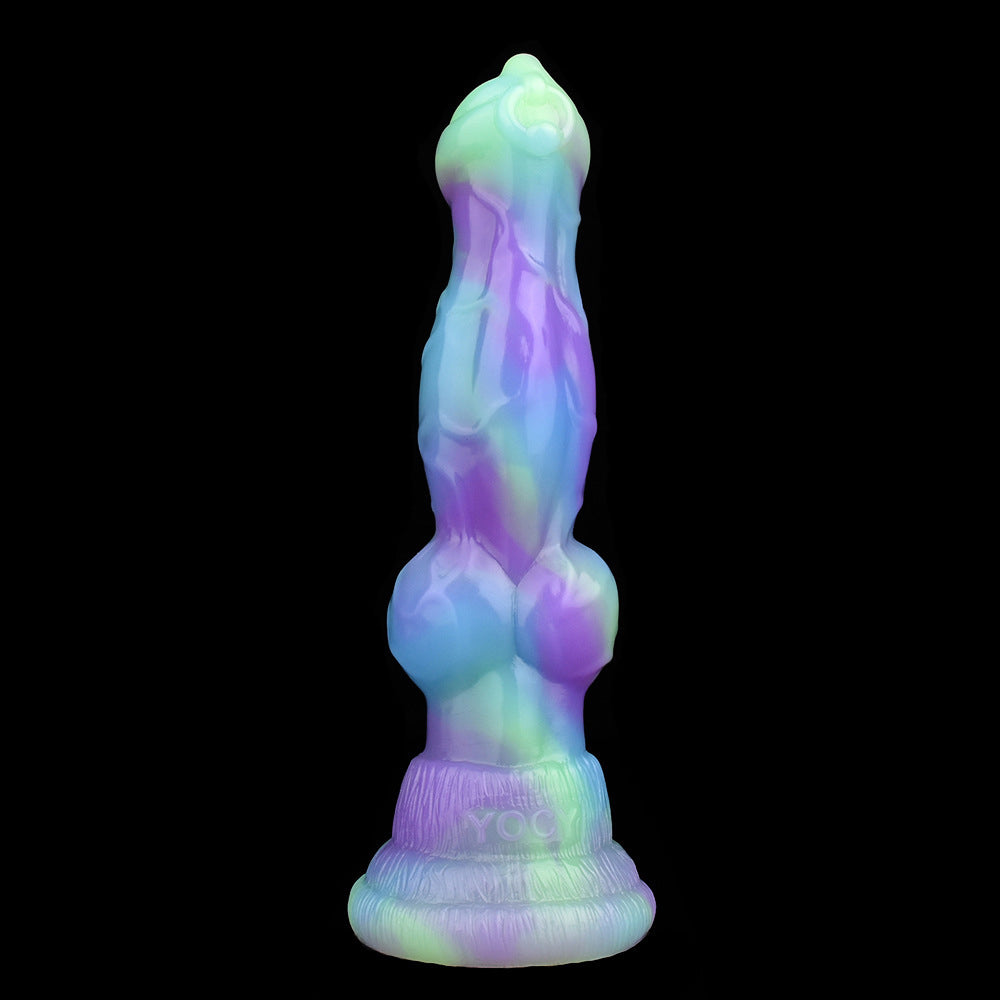 DOG DILDO KNOTTED SILICONE 7 INCH LOTUS COLOR