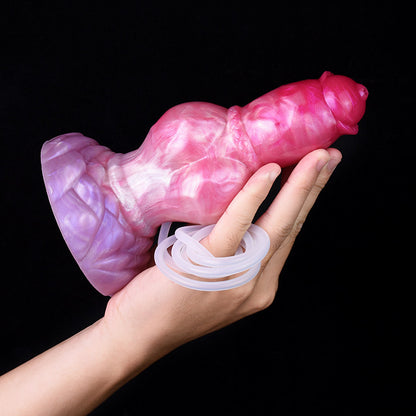 DOG DILDO KNOTTED SQUIRTING 7 INCH PINK