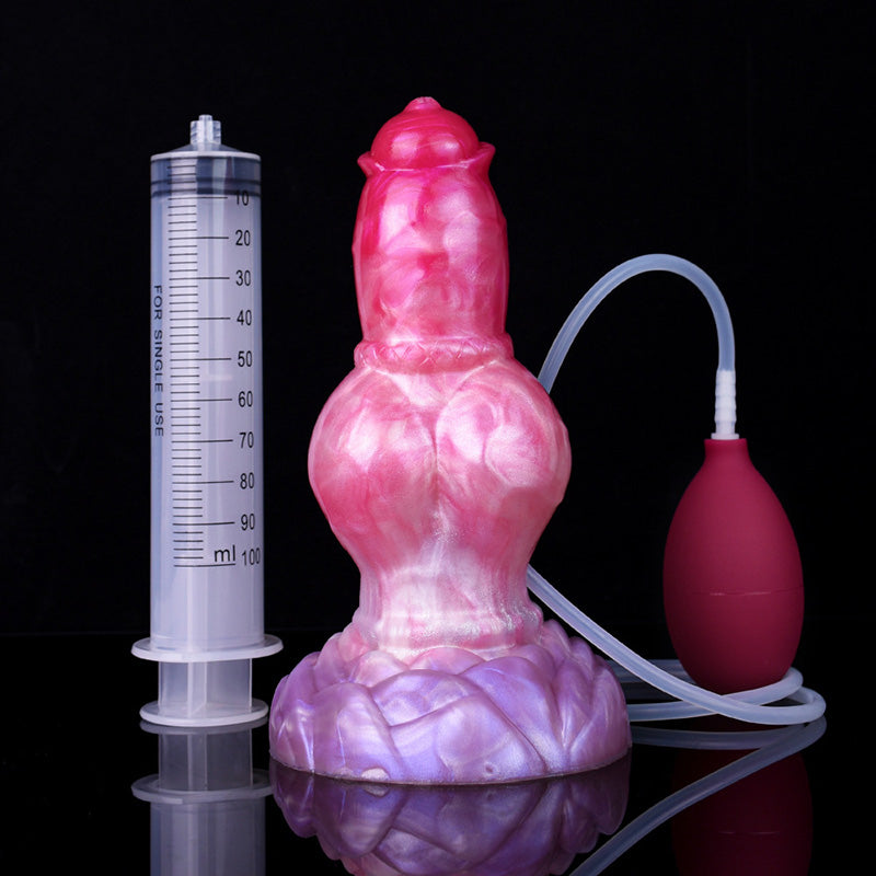 DOG DILDO KNOTTED SQUIRTING 7 INCH PINK