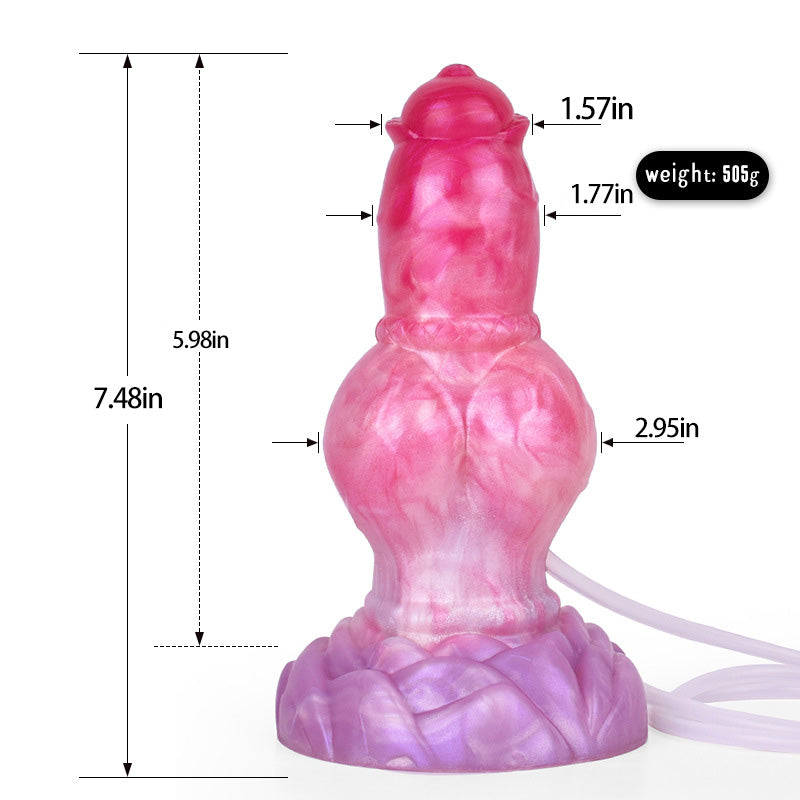 DOG DILDO KNOTTED SQUIRTING 7 INCH PINK