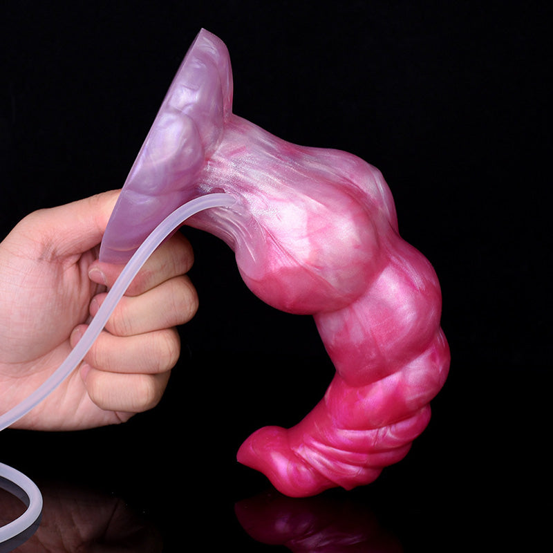 DOG DILDO KNOTTED SQUIRTING 9 INCH PINK