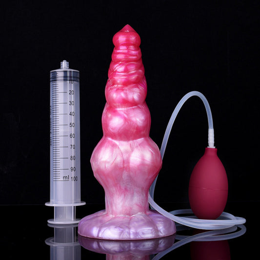 DOG DILDO KNOTTED SQUIRTING 9 INCH PINK