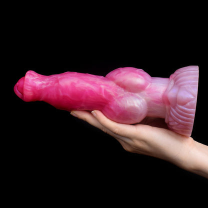 DILDO POUR CHIEN EN SILICONE NOUÉ 8 POUCES ROSE