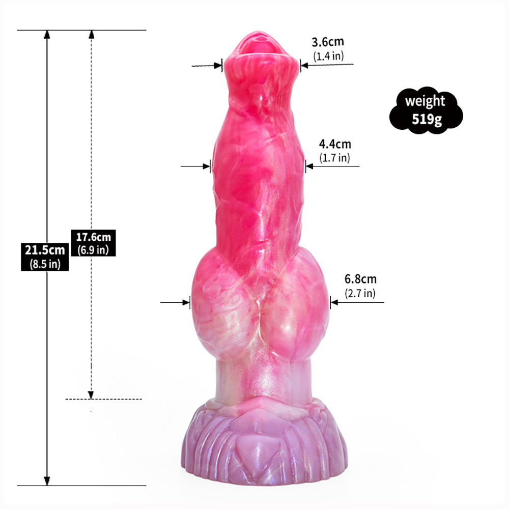 DOG DILDO SILICONE KNOTTED 8 INCH PINK