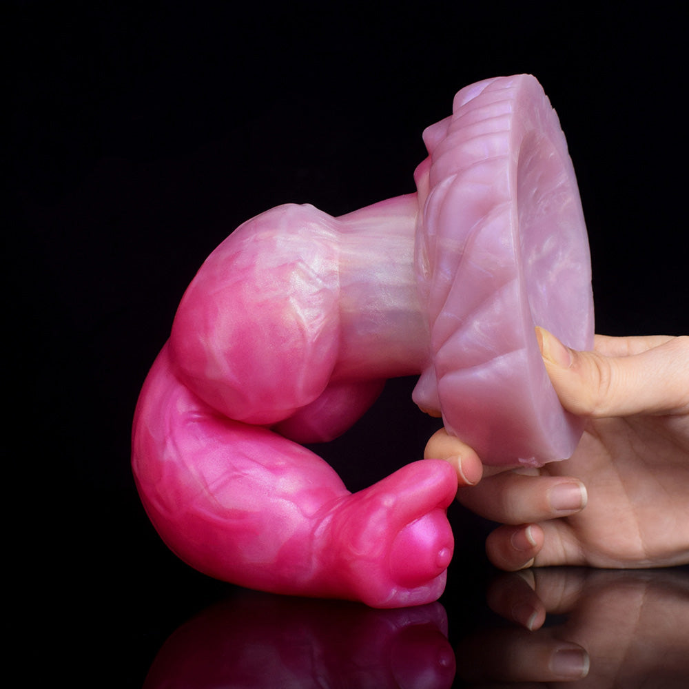 DILDO POUR CHIEN EN SILICONE NOUÉ 8 POUCES ROSE