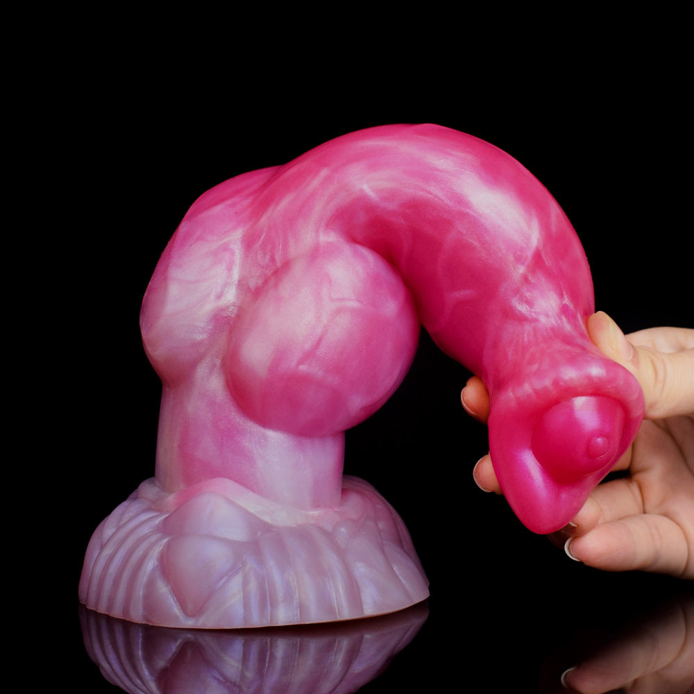 DILDO POUR CHIEN EN SILICONE NOUÉ 8 POUCES ROSE