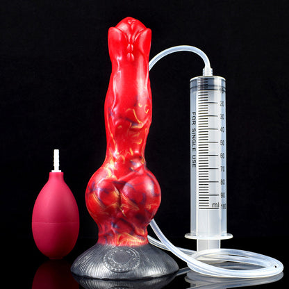 DOG DILDO SQUIRTING SILICONE 8 INCH RED