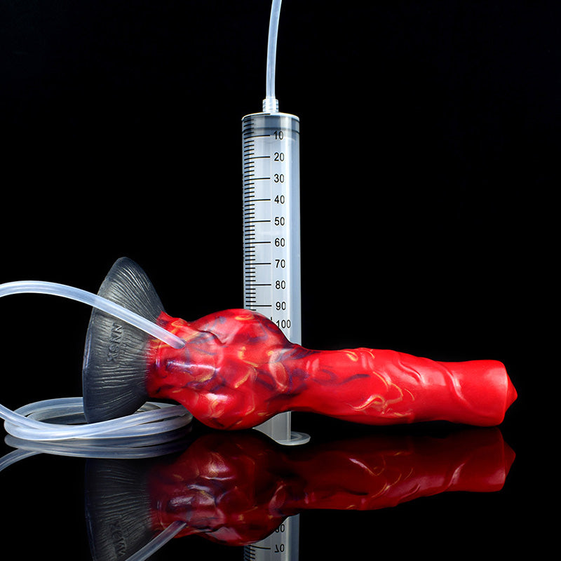 DOG DILDO SQUIRTING SILICONE 8 INCH RED