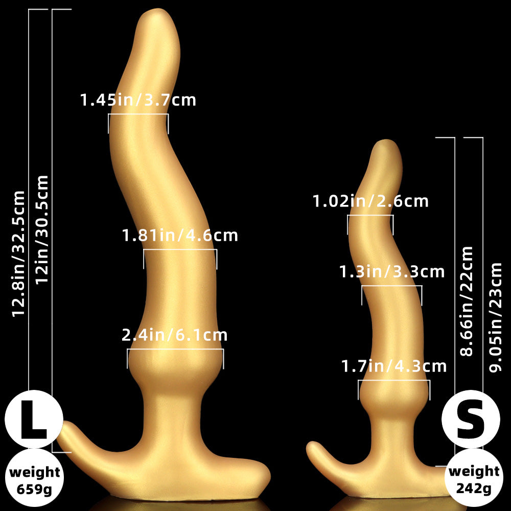DOUBLE ENDED DILDO HUGE SILICONE 13 INCH GOLD