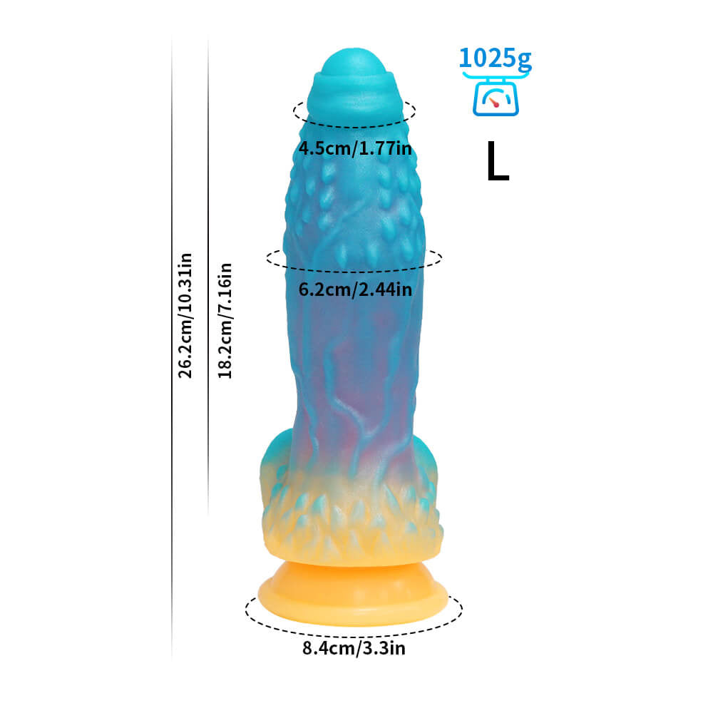 MONSTER DILDO FANTASY SILICONE 10 INCH GLOW IN THE DARK