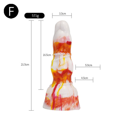 TENTACLE DILDO KNOTTED SILICONE 8 INCH FLAMES 1.0