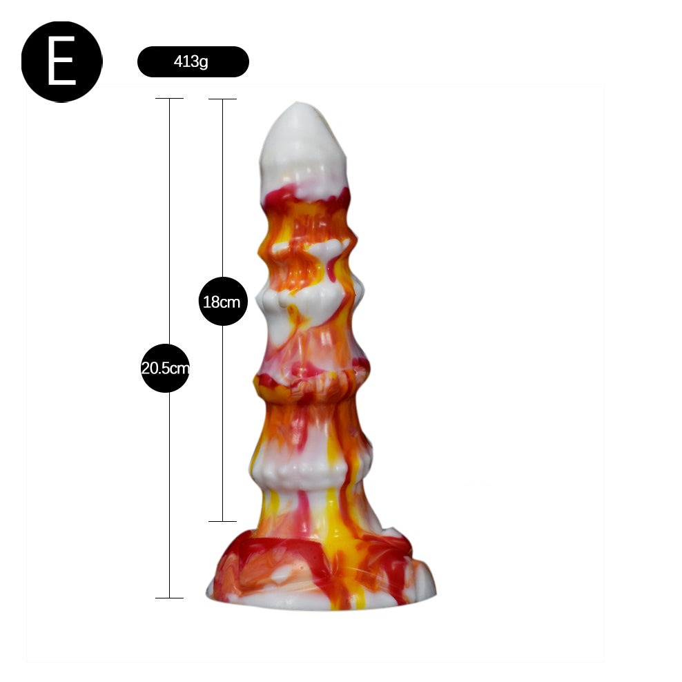 TENTACLE DILDO KNOTTED SILICONE 9 INCH FLAMES 2.0