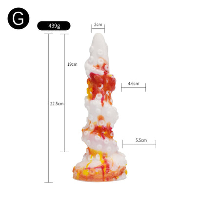 TENTACLR DILDO MONSTER SILICONE 9 INCH FLAMES 1.0