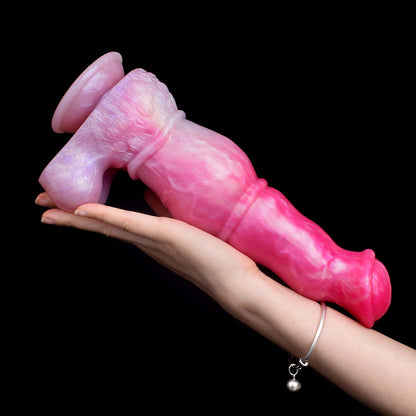 Gode ​​cheval noué en silicone 10 pouces rose