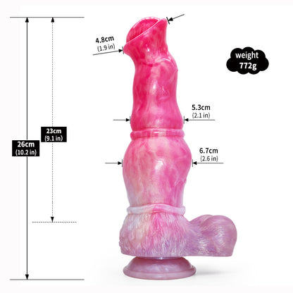 Gode ​​cheval noué en silicone 10 pouces rose