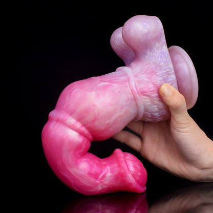 Gode ​​cheval noué en silicone 10 pouces rose