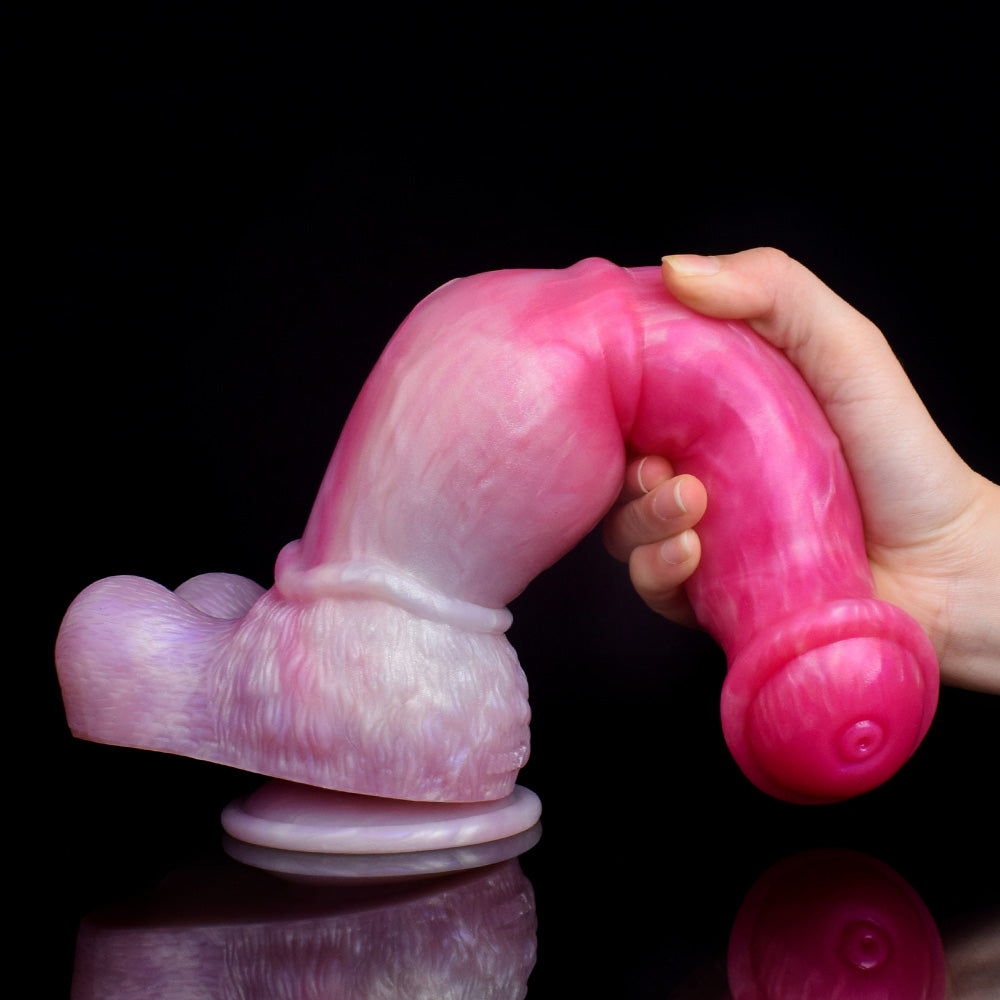 Gode ​​cheval noué en silicone 10 pouces rose