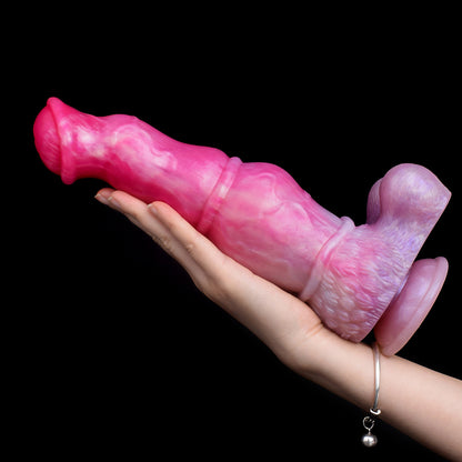 Gode ​​cheval noué en silicone 10 pouces rose