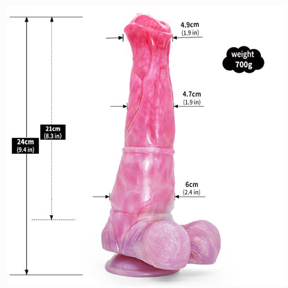 Gode ​​cheval long 23 cm en silicone rose