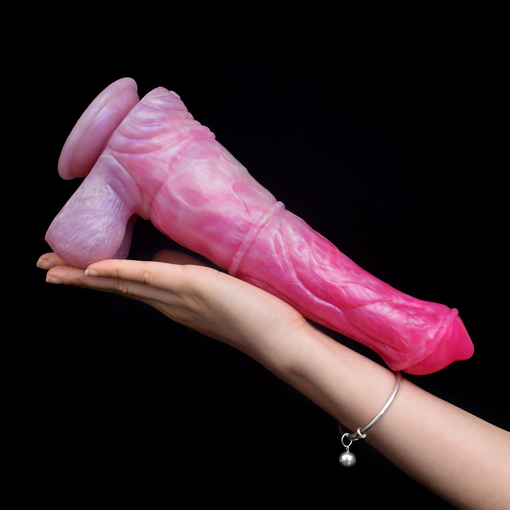 Gode ​​cheval long 23 cm en silicone rose