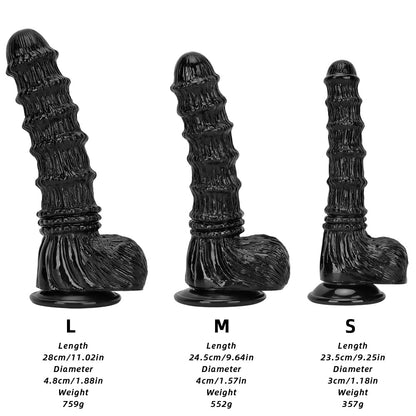 HORSE DILDO GIANT PVC 11 INCH KNOTTED BLACK