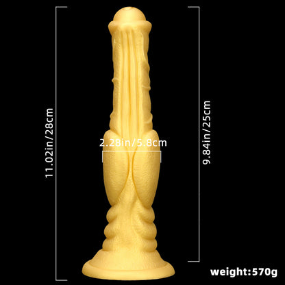 Gode ​​cheval géant en silicone 11 pouces doré