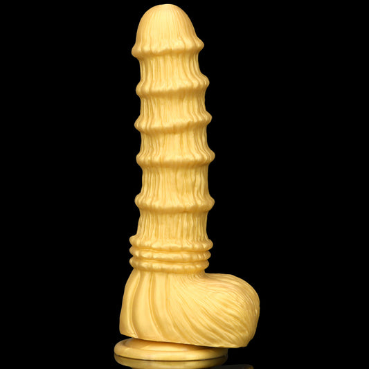 HORSE DILDO HUGE SILICONE 11 INCH KNOTTED GOLD