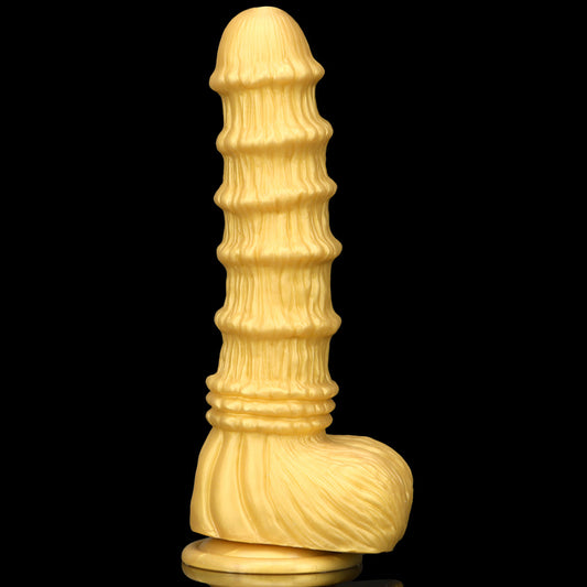 HORSE DILDO ANAL HUGE SILICONE 11 INCH KNOTTED GOLD