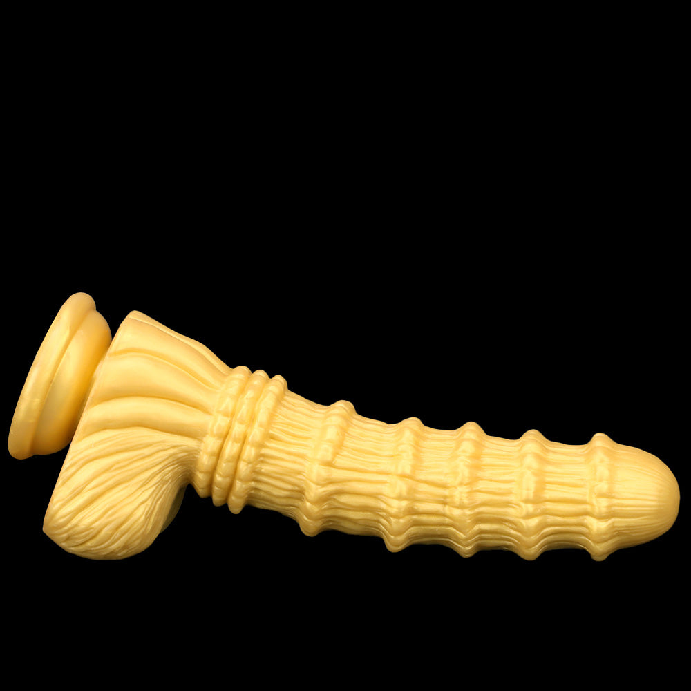 HORSE DILDO HUGE SILICONE 11 INCH KNOTTED GOLD