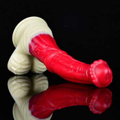 Gode ​​cheval tentacule en silicone 10 pouces rouge