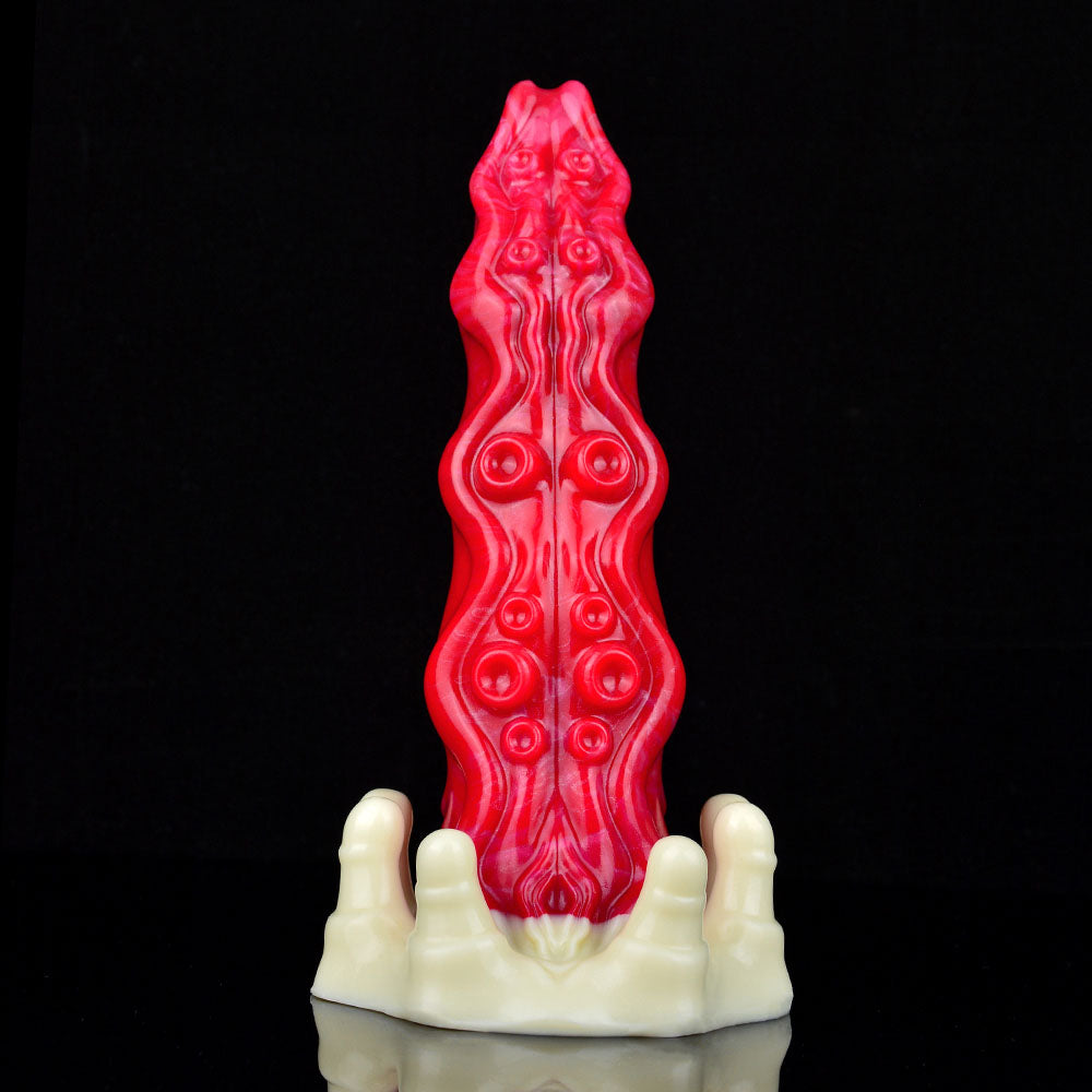 Gode ​​cheval tentacule en silicone 10 pouces rouge