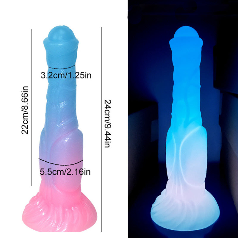 HORSE DILDOS KNOTTED 9 INCH GLOW IN THE DARK