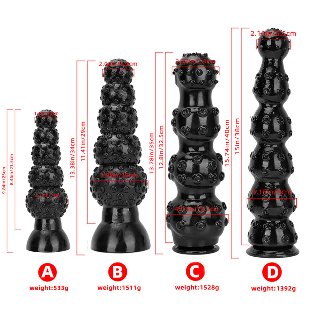 DILDO NOUÉ ÉNORME ANAL PVC 16 POUCES NOIR