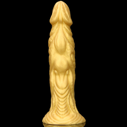 KNOTTED DILDO HUGE SILICONE  11 INCH GOLD