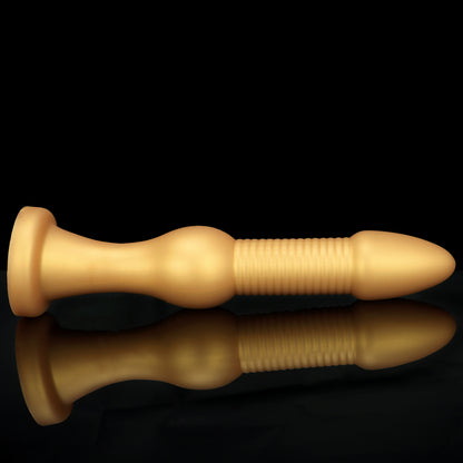 KNOTTED DILDO HUGE SILICONE 15 INCH GOLD LONG