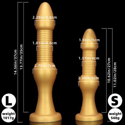 KNOTTED DILDO HUGE SILICONE 15 INCH GOLD LONG
